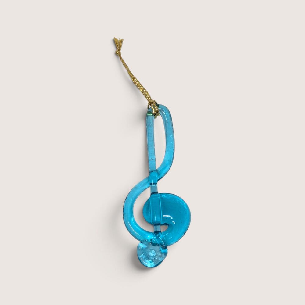 Vintage Keepsake Ornaments Handmade Blue Glass Music Note